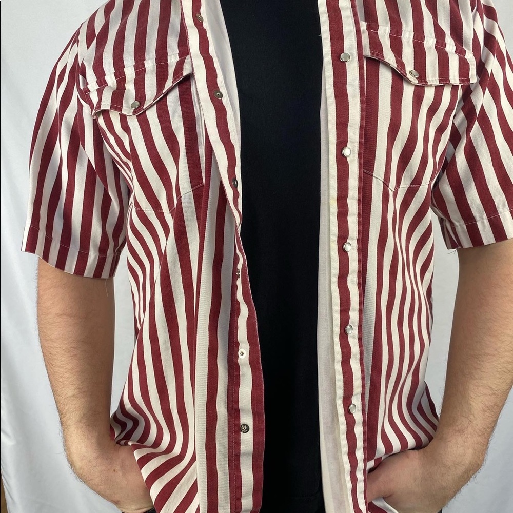 Vintage Snap Up Striped Bowling Style Shirt L-XL